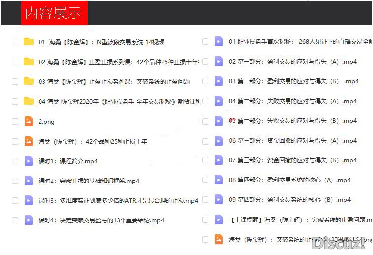 期货止盈止损系列课 海桑陈金辉42个品种25种止损 全年交易揭秘